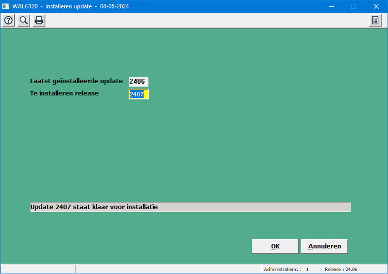 Updatescherm met melding dat update klaar staat